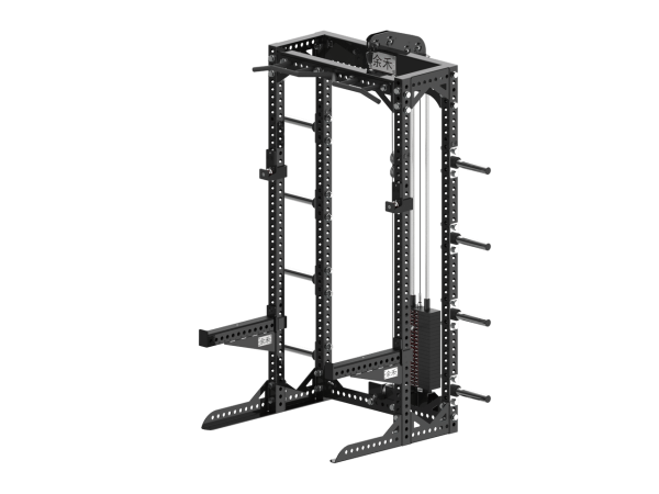 YHSD-7000+7P39.1-yhfitness.com YHSD-7000+7P38 Half Frame Squat Rack + Selector Blade High-Low Pull Trainer