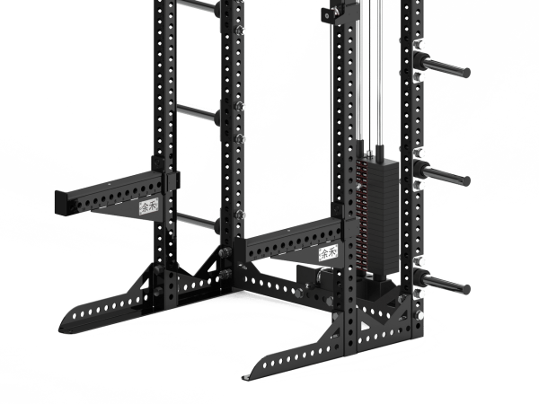 YHSD-7000+7P39.12-yhfitness.com YHSD-7000+7P38 Half Frame Squat Rack + Selector Blade High-Low Pull Trainer