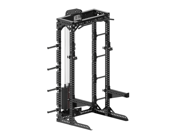 YHSD-7000+7P39.3-yhfitness.com YHSD-7000+7P38 Half Frame Squat Rack + Selector Blade High-Low Pull Trainer