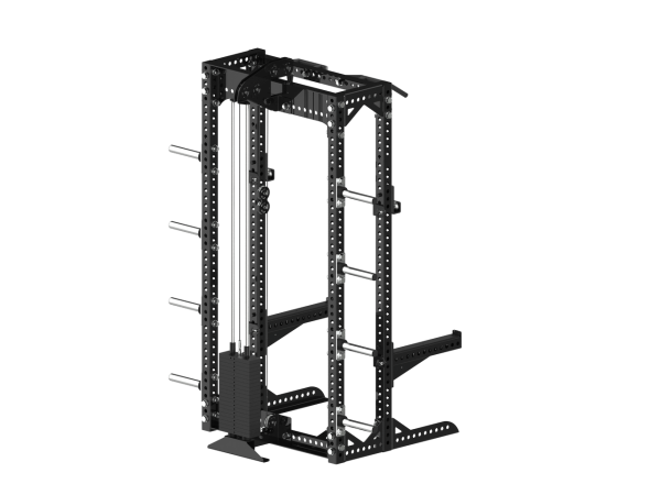 YHSD-7000+7P39.4-yhfitness.com YHSD-7000+7P38 Half Frame Squat Rack + Selector Blade High-Low Pull Trainer