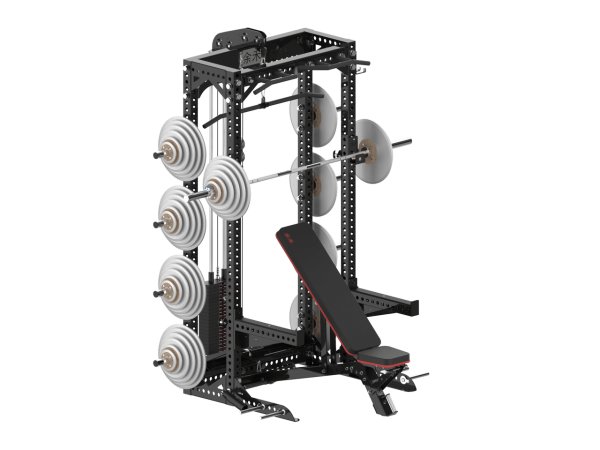 YHSD-7000+7P39Q.3-yhfitness.com YHSD-7000+7P38 Half Frame Squat Rack + Selector Blade High-Low Pull Trainer