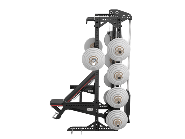 YHSD-7000+7P39Q.5-yhfitness.com YHSD-7000+7P38 Half Frame Squat Rack + Selector Blade High-Low Pull Trainer