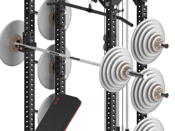 YHSD-7000+7P39Q.7-yhfitness.com YHSD-7000+7P38 Half Frame Squat Rack + Selector Blade High-Low Pull Trainer