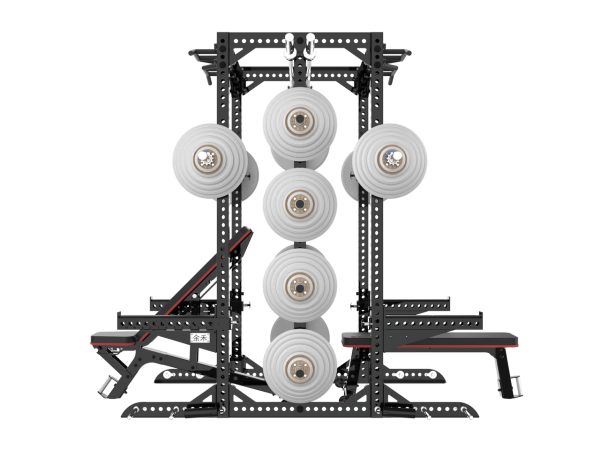 YHSD-7000SQ.4-yhfitness.com YHSD-7000S Double Half Frame Squat Rack