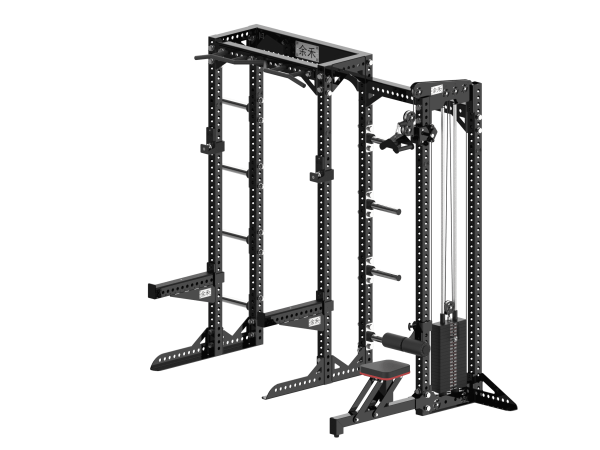 YHSD-7000+YHGL-7002.1-yhfitness.com YHSD-7000+YHGL-7002 Half Frame Squat Rack+Multifunctional High/Low Pull Trainer