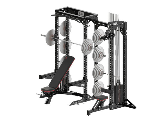 YHSD-7000+YHGL-7002Q.1-yhfitness.com YHSD-7000+YHGL-7002 Half Frame Squat Rack+Multifunctional High/Low Pull Trainer