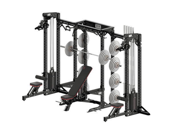 YHSD-7000+YHGL-7002S Half Frame Squat Rack+Multifunctional High/Low Pull Trainer