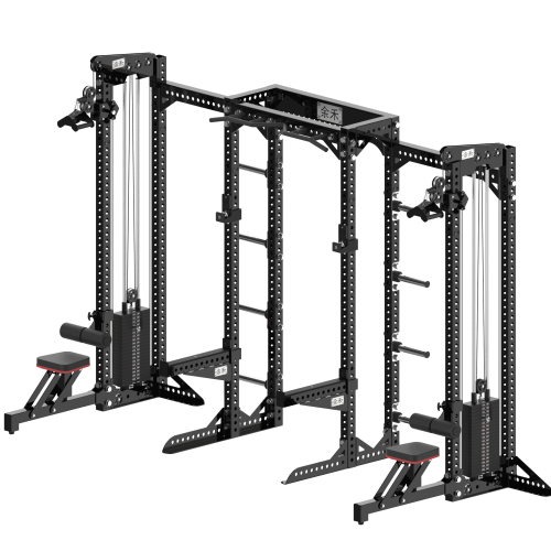 YHSD-7000+YHGL-7002S.1-yhfitness.com YHSD-7000+YHGL-7002S Half Frame Squat Rack+Multifunctional High/Low Pull Trainer